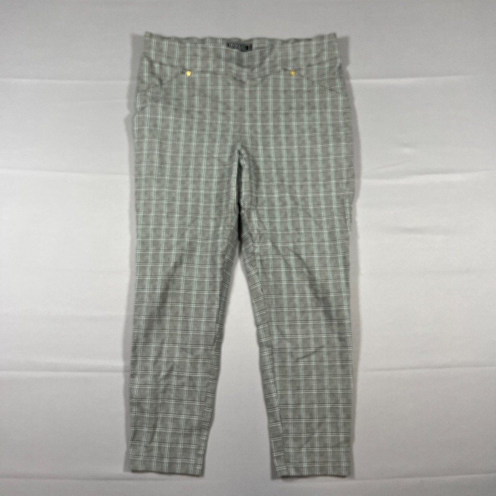 New York Clothing Co. Dress Pants Womens 14 Gray Plaid Rayon Stretch Mid Rise